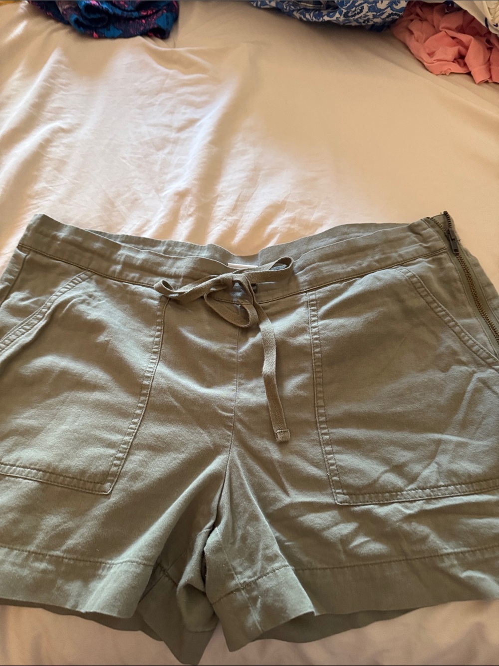 CAbi Olive Green Drawstring Utility Shorts